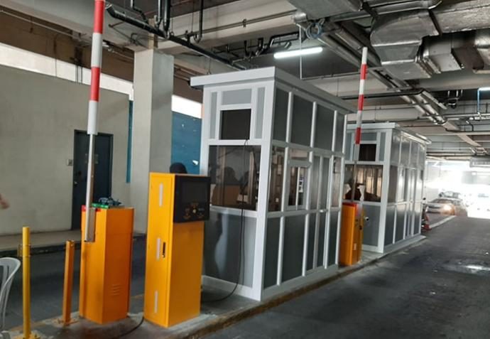 Parking entrance and exit booths at Makati Medical Center
