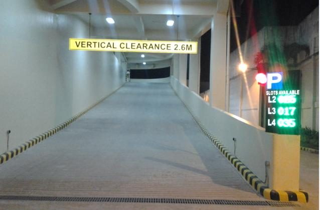 Parking guidance display showing slot availability